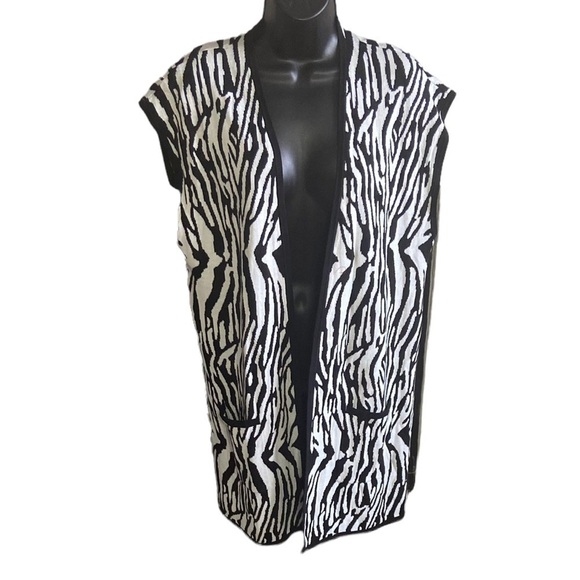 ANIMAL Print Sleeveless Open Front Cardigan L - Picture 1 of 2